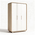Armoire en bois de couleur beige et blanche 100 x 60 x 150cm pour rangements divers
