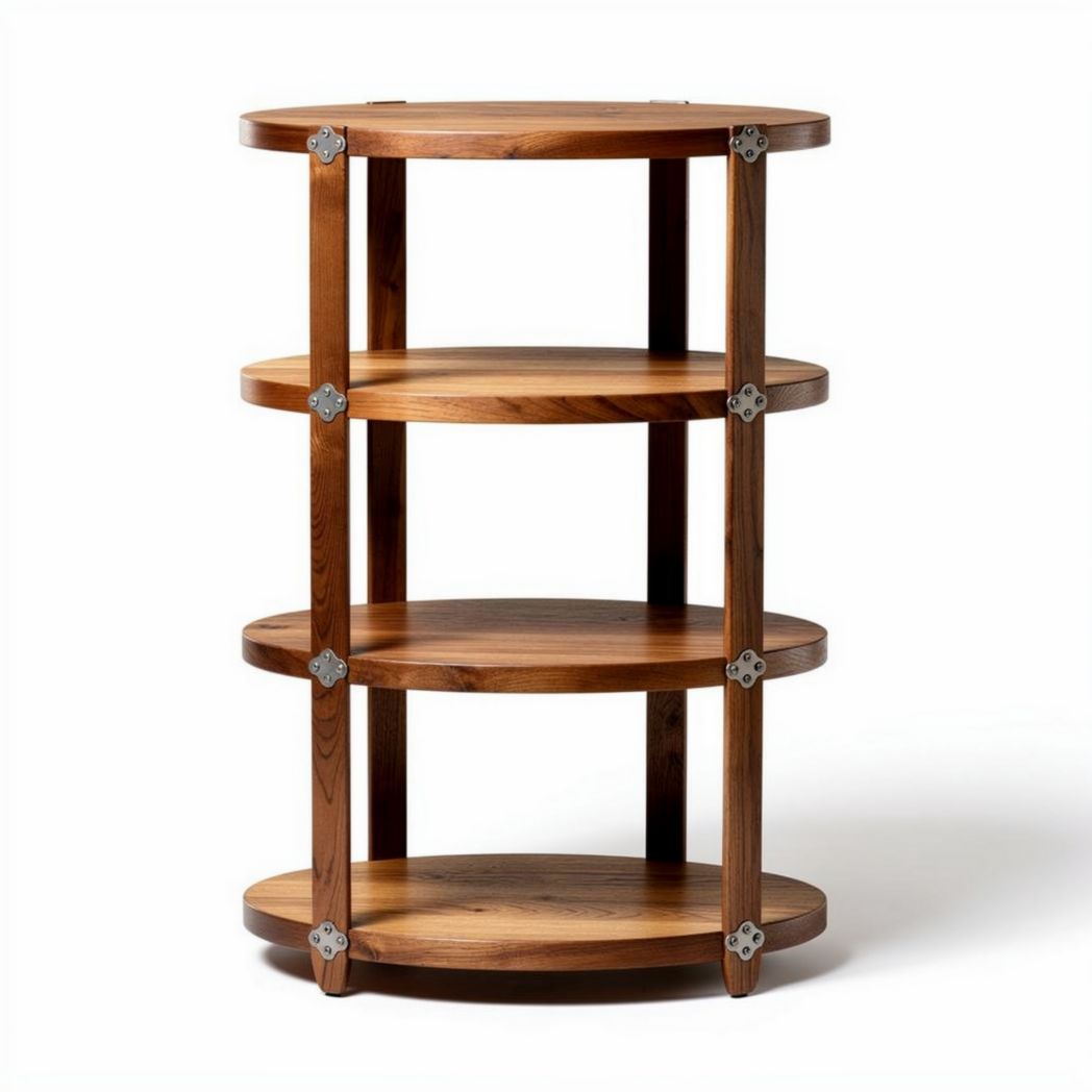 Étagère ronde en bois naturel 70 x 40 x 100 cm pour rangement moderne