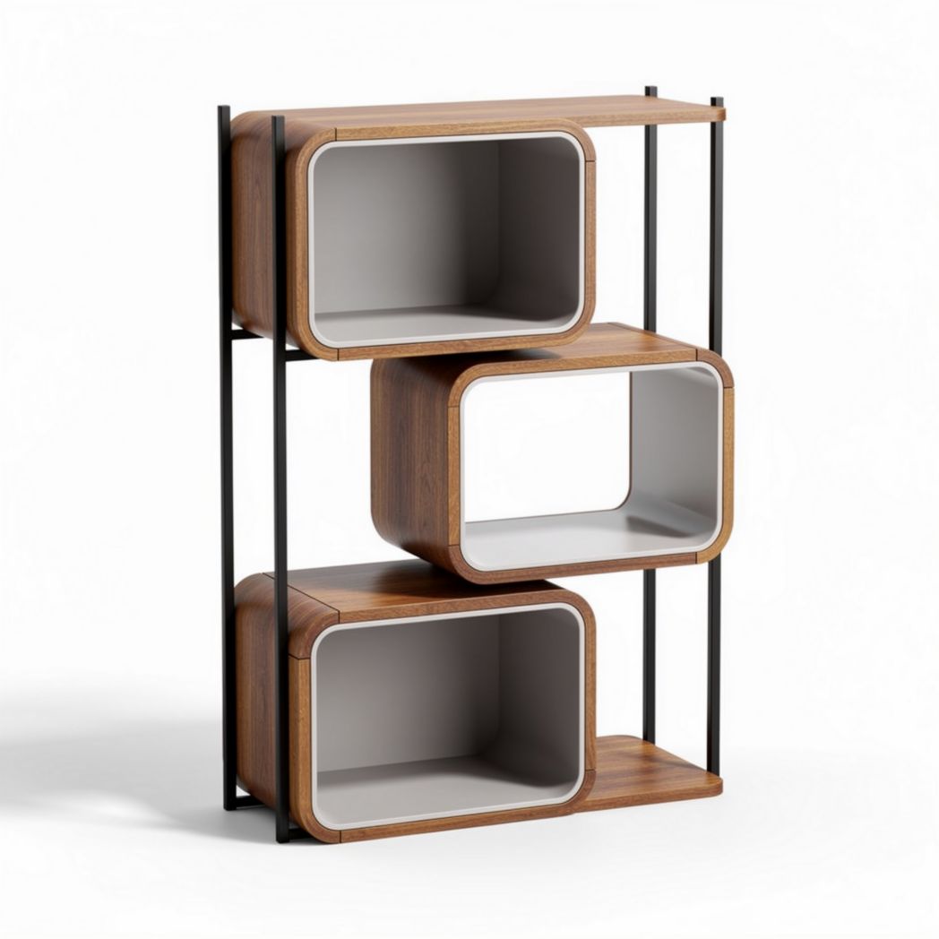 Étagère en bois et métal pour rangement moderne de salon 60 x 30 x 90cm