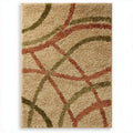 Tapis shaggy beige avec motifs colorés pour salon 120 x 180 x 2cm