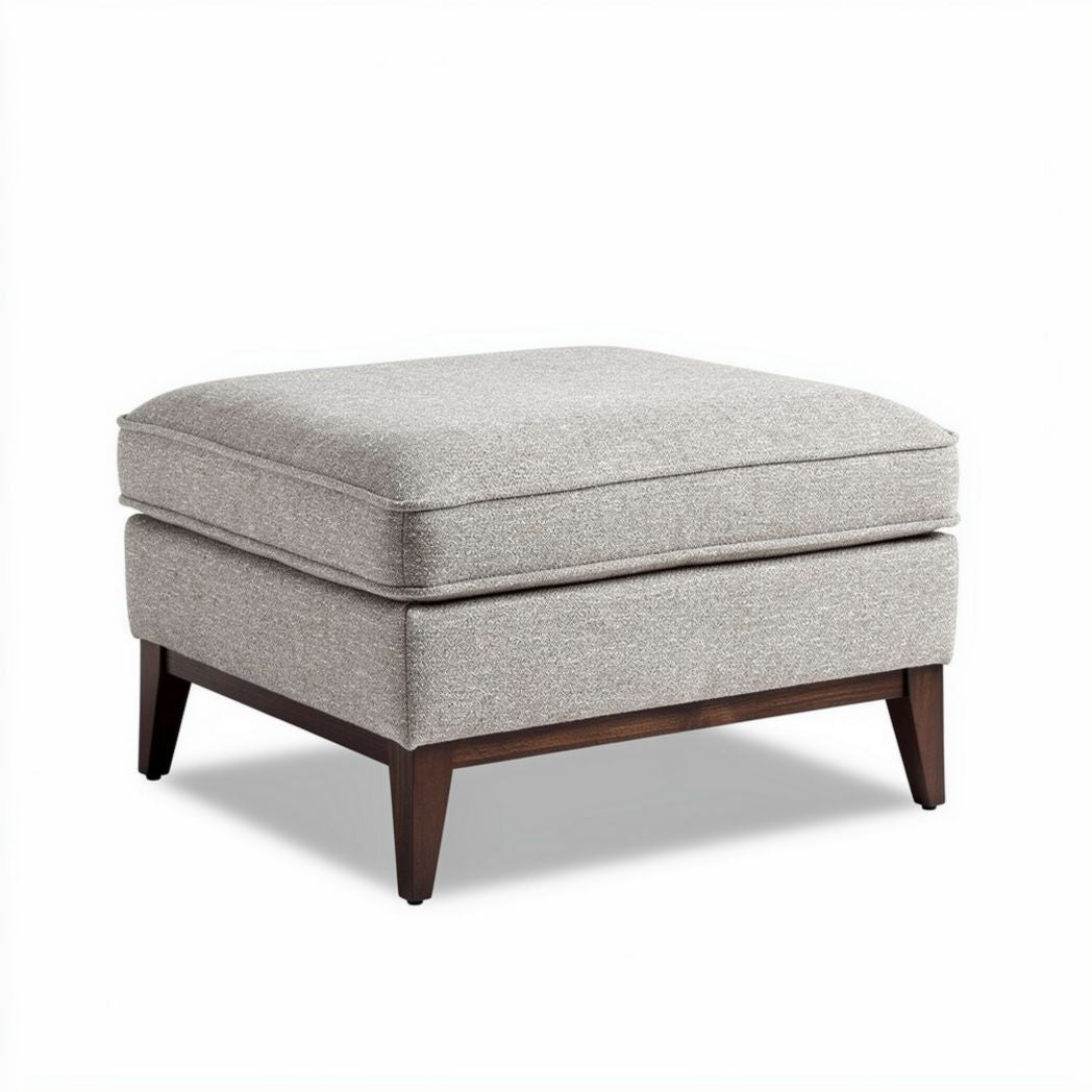 Pouf en tissu gris avec structure en bois 60 x 60 x 40cm pour salon