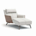Fauteuil lounge en tissu beige avec accoudoirs en bois dimensions 90 x 80 x 70cm
