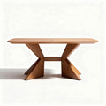 Table en bois naturel 150 x 75 x 75cm conçue pour une utilisation moderne et fonctionnelle