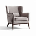Fauteuil en tissu beige avec accoudoirs et structure en bois 80 x 80 x 90cm