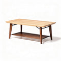 Table basse rectangulaire en bois naturel avec étagère, dimensions 120 x 60 x 45cm
